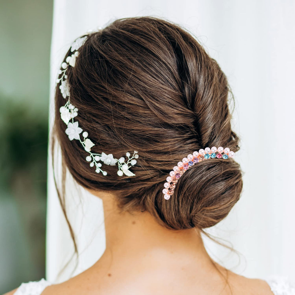 Hairbay Crystals Butterfly Hair Fork Clips for Updo Buns, Decorative French Twist Hair Pins, Vintage Styling Combs for Women and Girls