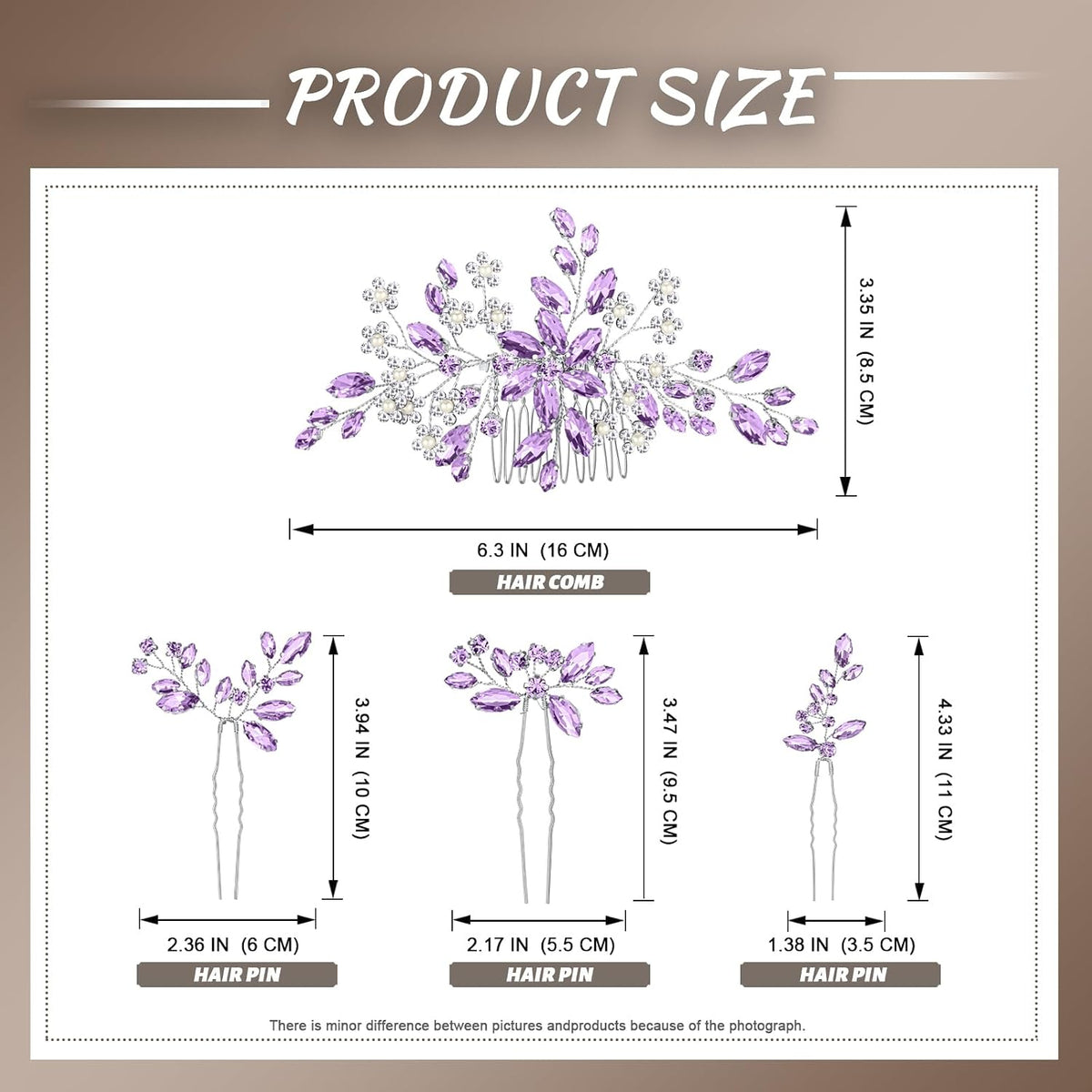 4 PCS Handmade Purple Hair Accessories Clips Lavender Lilac Pins Piece Combs Wedding